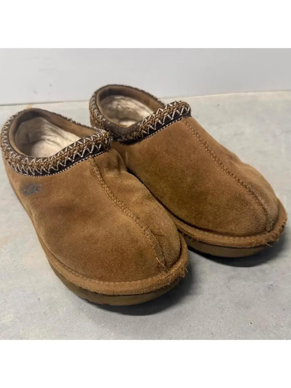 UGG Tasman Chestnut Suede Shearling Slip On Slippers Men's Size 8